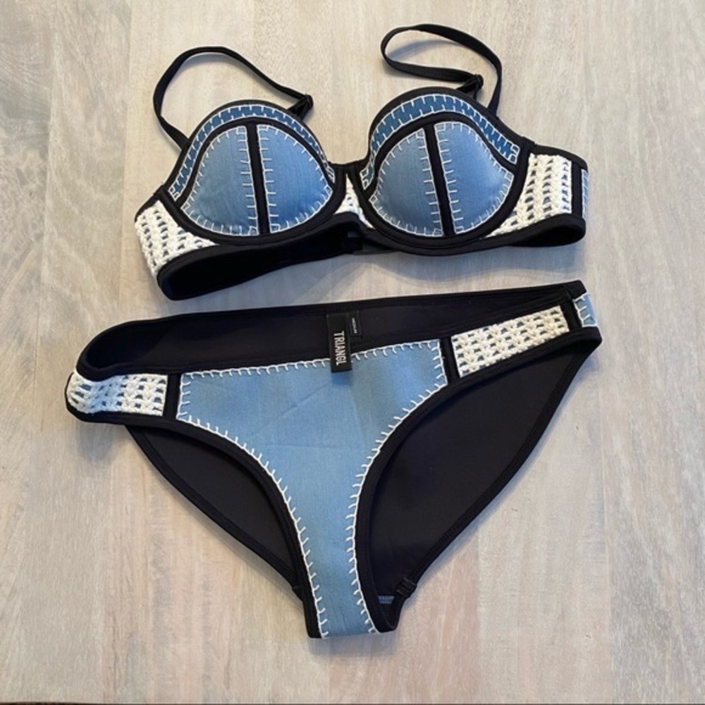 denim triangl bathing suit